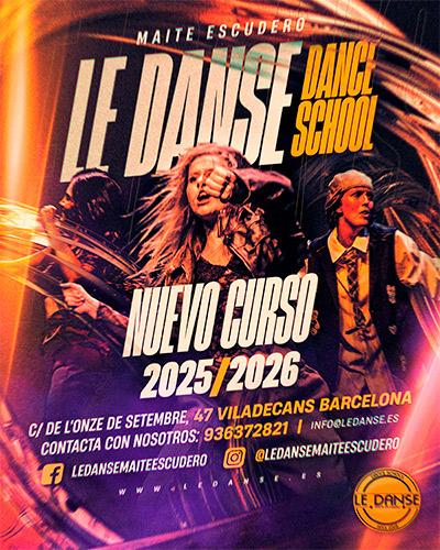 Cartel del nuevo curso 2025/2026 en la escuela de baile Le Danse Maite Escudero, ubicada en Viladecans, Barcelona